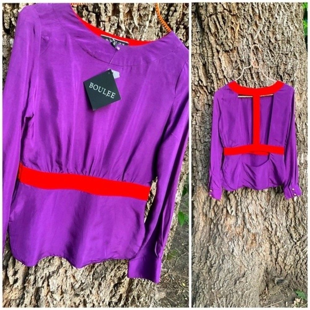 NWT Boulee Boutique Purple Red Cut Out Long Sleeve Top Size 0